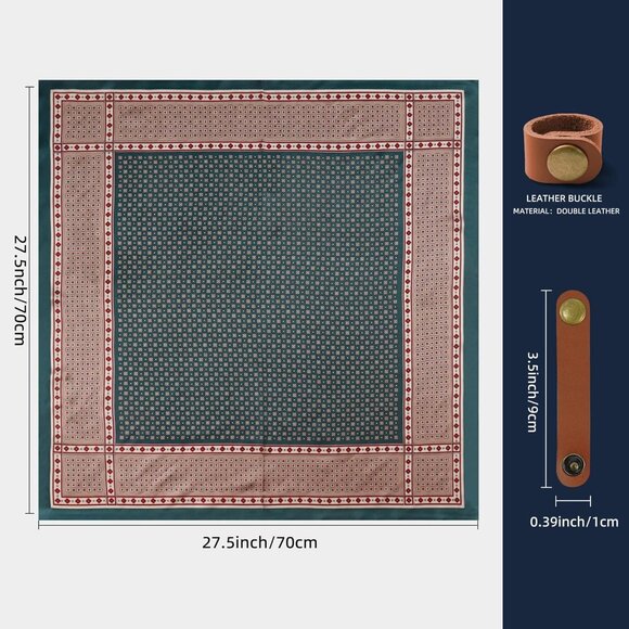 ⚡Men A-Grassgreen Necktie 27.5 Inches Cowboy Scarves Pocket Square Silk Bandanas - Picture 3 of 8